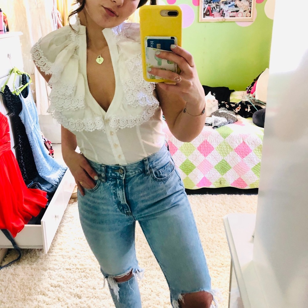 Bebe white lace top